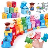 Toddler Learning Toys for 2 3 Year Old-Counting Matching & Sorting Activity Montessori Train Set with Farm Animals Finger Puppets Keys to Lock and Unlock Barn Birthday Easter Basket Stuffers