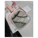 Horyliin Makeup Mirror with Lights - 10x/1x Magnifying Mirror with Light, Rechargeable Desk Mirror with 3-Color Lighting & Memory Function, 360° Adjustable Table Mirror, Gift for Women (Pink)