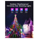 Outdoor Christmas Star String Lights, 16.4Feet 317LED Smart RGB Waterfall Tree String Light with APP Remote Control, DIY Timer Music Sync Shooting Star Lights for Indoor Outdoor Garden Decoration