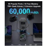 AsperX Portable Power Station (60,000mAh), Dual 140W Fast Charging (Total 200W), LiFePO4 Battery, 192Wh Power Bank Station, Home Backup for Travel, Camping, Home, Emergency (Gray)