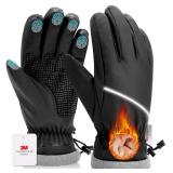 AOPREL Winter Gloves Men Women Waterproof Warm Ski Gloves for Cold Weather Windproof Snow Touch Screen Gloves for Running Cycling Outdoor Work & Sports S