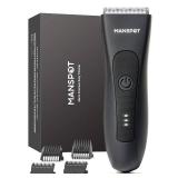 MANSPOT Manscape Groin & Body Hair Trimmer for Men, Electric Ball Pubic Trimmer Shaver,Manscape Kit with 4 Guard,Replaceable Ceramic Blade Heads,Waterproof Wet/Dry Shaver,90 Minutes Shaving