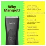 MANSPOT Manscape Groin & Body Hair Trimmer for Men, Electric Ball Pubic Trimmer Shaver,Manscape Kit with 4 Guard,Replaceable Ceramic Blade Heads,Waterproof Wet/Dry Shaver,90 Minutes Shaving