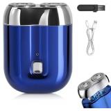 Mini Electric Shaver for Men Women, Pocket Dual Head Shaver, Rechargeable Waterproof Compact Travel Electric Razor, USB Close Battery Portable Razor for car, Travel, Office, Home use (Blue)