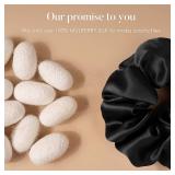 LULUSILK Silk Scrunchies for Hair Sleep, 100% Real Mulberry Silk, No Damage Hair Ties for Women and Girls, Classic Black, Pack of 3