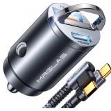 MRGLAS 90W Fast iPhone 17/16 Car Charger, USB C Car Charger with Type C Cable, PD45W & QC45W, Flush Fit, All Metal, Cigarette Lighter RV Power Adapter for iPhone 17 16 Samsung S26 S25 Ultra Pixel 10