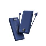VEGER Portable Charger with Built-in AC Plug and Cables, All in One 10000mAh Ultra Slim Power Bank Travel Essentials, Fast Charging Battery Pack Compatible with iPhone, Samsung, Android (Navy)