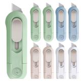 DIYSELF 8 Pack Box Cutter, Box Cutter Retractable Letter Opener, Cute Utility Knife Exacto Knife for School, Razor Knife for Crafts, Paper, Packages, Small Box Cutters Bulk for Women Girls