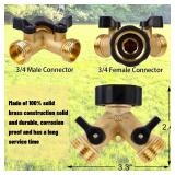 Biswing Garden Hose Splitter 2 Way, Heavy Duty Brass Connector Tap Splitter, Y Splitter 2 Valves with 2 Extra Rubber Washers