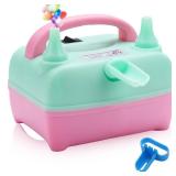 QIPUMP Balloon Pump Electric,110V 500W Air Balloon Pump and Tying Tool in One,Balloon Blower Inflator Dual Nozzle for Decoration, Party (Green+Pink)