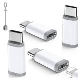 Lightning to USB C Adapter 4 Pack - Fast Charging & Data Transfer USB Type C to Lightning Charger Connector Compatible with iPhone 15/16/17 Pro Max/Plus, Samsung, Pixel - (Not for Audio/OTG)