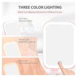 Koolstuffs Travel Mirror with Light, Rechargeable Portable Makeup Mirror with Battery-Powered, 3 Colors LED Lighting, Dimmable Touch Screen Vanity Lighted Mirror