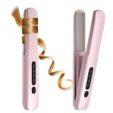 Cordless Hair Straightener, Portable Flat Iron 4 Temperature Options and 20S Fast Heating, Long-Life Battery Ceramic Hair Straightener, Travel Size USB Rechargeable (Pink)