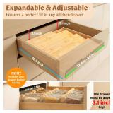EDELHAUS Bamboo Spice Drawer Organizer - Expandable 4 Tier Spice Rack (Need 3\" Deep Drawer) 12\" to 24\" Wide, Seasoning Organizer, Organization Seasoning Rack insert (Jars Not Included)