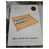 EDELHAUS Bamboo Spice Drawer Organizer - Expandable 4 Tier Spice Rack (Need 3\" Deep Drawer) 12\" to 24\" Wide, Seasoning Organizer, Organization Seasoning Rack insert (Jars Not Included)