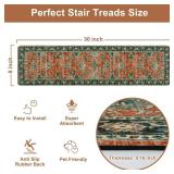 OJIA Vintage Stair Treads Non-Slip Stair Runners for Wooden Steps Indoor 15PCS 30\"x8\" Carpet Stair Treads Stair Mats Staircase Step Treads for Kids, Elders and Dogs, Stair Covers, Red