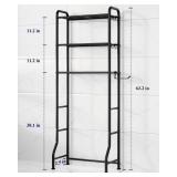 Kitsure Over Toilet Storage Rack - Metal Over Toilet Bathroom Organizer Shelf, Over The Toilet Storage Cabinet with Paper Holder and Hooks, Bathroom Cabinet for Laundry, Black, 3 Tiers (63.2\" H)
