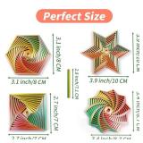 4PCS 3D Printed Fidget Toys for Adults Multi-Layer Geometric Shapes with Handle, ASMR Clicking Sound, Stress Relief Toy for Anxiety & Focus (Gold, Green, Purple, Rainbow Finish)