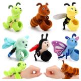 Gemscream Stuffed Animal Slap Bracelets for Kids, Easter 8 Inch Animal Wrist Cute Snap Bracelets in Bulk Birthday Gifts for Boys and Girls Kids Bulk Item Pet Adoption Party Favors(Insect Animals)