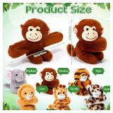 Gemscream Stuffed Animal Slap Bracelets for Kids, Easter 8 Inch Animal Wrist Cute Snap Bracelets in Bulk Birthday Gifts for Boys and Girls Kids Bulk Item Pet Adoption Party Favors(Wild Animals) 5 Pack