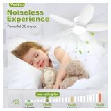 Yoedivu Small Ceiling Fans, 35 Inch Low Profile Ceiling Fan White Flush Mount Ceiling Fans with Lights and Remote,with 5 Reversible Blades 6 Wind Speeds, Modern Ceiling Fan for Bedroom Kitchen