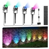 DeckTok RGB Low Voltage Landscape Lighting, 4 Pack Spotlight Outdoor with Remote Control, IP65 Waterproof LED Landscape Lights for Pathway Yard Garden Lawn Patio Decorations