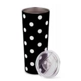 kate spade new york Cute Stainless Steel Mug, 24 Ounce Travel Tumbler, Double Wall Insulated Cup with Lid, Picture Dot (Black/White)