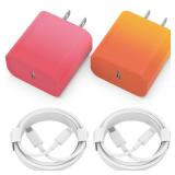 iPhone Charger Fast Charging, 2 Pack 20W USB C Wall Charger Block with 2 Pack MFi Certified 6FT Type C to Lightning Cables for iPhone 14 13 12 11 Pro Max XR XS X, iPad,AirPods Pro Colorful-4