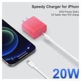 iPhone Charger Fast Charging, 2 Pack 20W USB C Wall Charger Block with 2 Pack MFi Certified 6FT Type C to Lightning Cables for iPhone 14 13 12 11 Pro Max XR XS X, iPad,AirPods Pro Colorful-4