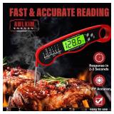 AWLKIM Meat Thermometer Digital - Instant Read Waterproof Food Thermometer with Backlight for Cooking, Grill, Candy, Kitchen & Stocking Stuffers for Men - Red