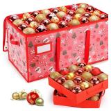 BROSYDA Plastic Christmas Ornament Storage Box with Adjustable Dividers, Waterproof Christmas Storage Containers Keep 128 Capacity, Dual Zippers, Ornament Organizer to Store Holiday Decor-Gloves