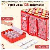 BROSYDA Plastic Christmas Ornament Storage Box with Adjustable Dividers, Waterproof Christmas Storage Containers Keep 128 Capacity, Dual Zippers, Ornament Organizer to Store Holiday Decor-Gloves