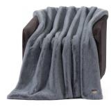 UGG Euphoria Faux Fur Throw Blanket, Oversized Soft Throw for Couch or Bed, Luxury Room Decor, Giftable Fuzzy Blankets, Machine Washable, 50-inch x 70-inch, Chambray Blue Grey