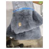 UGG Euphoria Faux Fur Throw Blanket, Oversized Soft Throw for Couch or Bed, Luxury Room Decor, Giftable Fuzzy Blankets, Machine Washable, 50-inch x 70-inch, Chambray Blue Grey