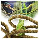 Duspro 6.5FT Reptile Vine & Moss Set for Climbing Bendable Branch, Natural Moss Rope Jungle Decor for Bearded Dragon, Chameleon Tank Accessories, Snake Gecko Lizard Terrarium