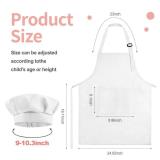 Morcheiong Kids Chef Hat and Apron Set, Adjustable White Children