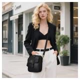 Small Crossbody Bags for Women Vegan Leather Messenger Purses, Vintage Wallet Anti Theft Shoulder Handbags with Card Slots (Black)