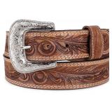 F&L CLASSIC mens Western full grain Leather belt Strap w/Snaps for Interchangeable Buckles, USA,7-941-06-size 38