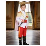 Nuehoryu Prince Charming Costume for Kids Boys Royal Prince King Dress Up (Red, 7-8 Years)