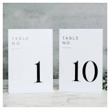 JINMURY White Wedding Table Numbers 1-10 with Stands, 5\"x7\" White Acrylic Table Numbers, Perfect for Wedding Reception, Party, Anniversary, Event