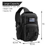 Rover Sling Pack Tactical Shoulder Sling Bag Backpack with Bottle Holder Crossbody Chest Bag, Black