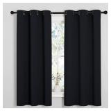 NICETOWN Pitch Black Solid Thermal Insulated Grommet Blackout Curtains/Drapes for Bedroom Window (2 Panels, 42 inches Wide by 63 inches Long, Black)