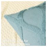 decorUhome Spring Euro Sham Throw Pillow Covers 22x22 Inch Set of 2, Soft Plush Faux Fur Wool Aqua Accent Couch Pillow Covers for Modern Farmhouse Bed Sofa Living Room