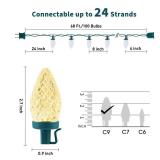 C9 Led Christmas String Lights 68Ft 100 LED with All in One Clips Outdoor Waterproof Strawberry Roof Lights, Commercial Grade Extendable for Indoor Outside Roofline Home Xmas Decoration, Warm White