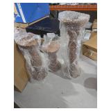 Rustic Wooden Pillar Candle Holders Set of 3, 12