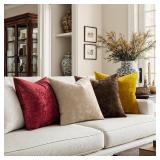 MIULEE Velvet Throw Pillow Covers Set of 2, Soft Neutral Decorative Pillow Cases with Luxurious Textured Vintage Cushion Covers for Home Decor Couch Sofa Bed,Beige 18x18 inch