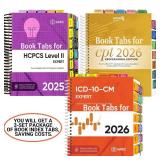 Index Tabs for AMA CPT Book, ICD-10 Code, HCPCS Level II, 3-Set Bundle 2026/2025 Medical Coding Tabs,Color-Coded with Alignment Card&Page Sheet & Bookmark, Laminated Durable (Book Not Included)