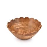 Hanol Decorative Bowl Acacia Wood Ruffle Design | Wooden Home DÃ©cor Accents for Farmhouse Style Wood Table Centerpiece (9\" x 9\" x 4\")