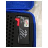 stukcaze Battery Organizer Storage Case with Tester for AA AAA C D 9V Battery Holder 7 Batteries Variety Pack 111 Batteries Mesh Bag (Batteries Not Included) (black-blue)