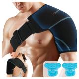 Comfytemp Shoulder Ice Pack Wrap Shoulder Brace, Gel Cold Compression Sleeve for Injuries Reusable Arm Rotator Cuff Pain Relief, Therapy Recovery Items for Men Women, 2 Gel Ice Packs